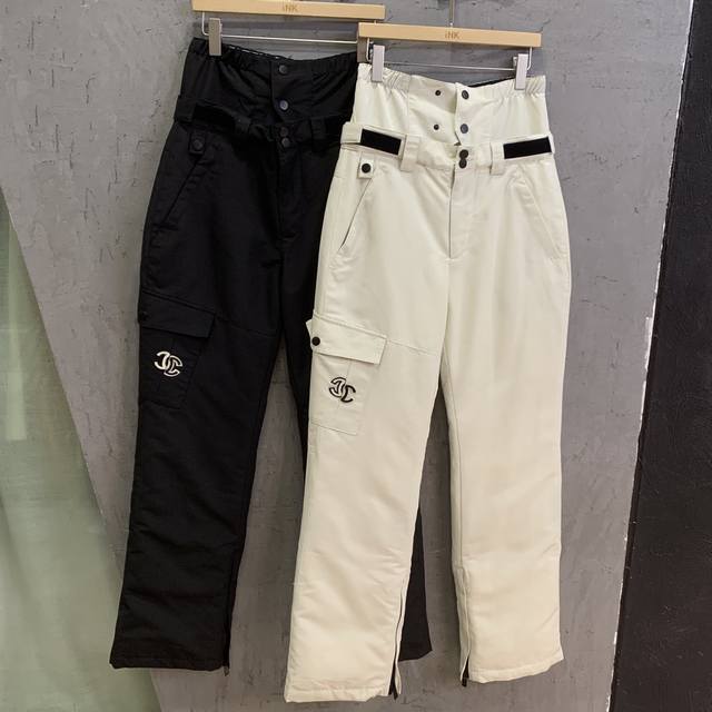 Alchemy23Aw 口袋双c标滑雪裤 90国标鹅绒羽绒容量充足 防风设计 酷感十足 男女同款 高品质 黑色 米色 Sml