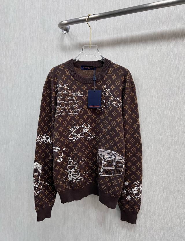 Louis Vuitton 路易#23秋冬新品满身lvse Monogram 圆领衫本款圆领衫采用提花工艺再现秋冬秀场的 Gradient Monogram 图