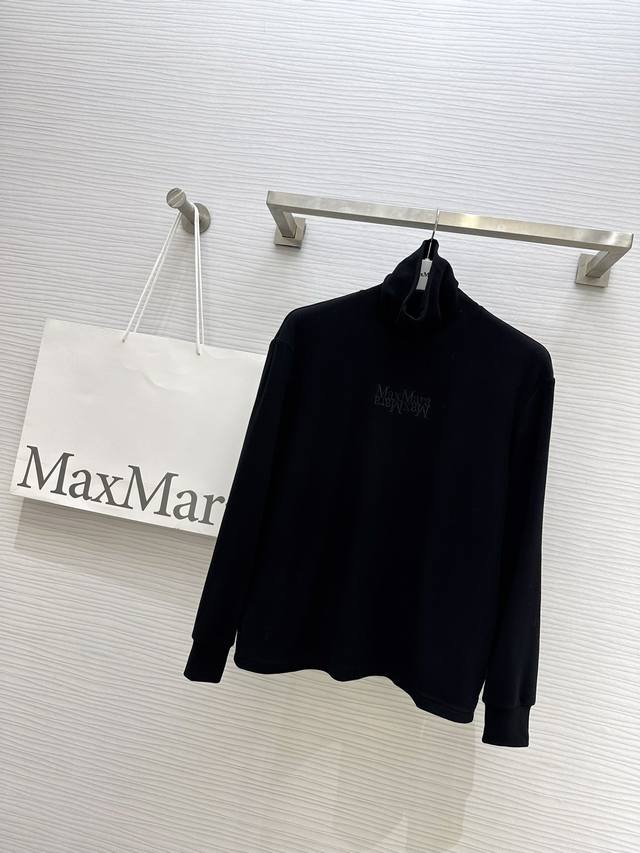 独家首发 人手必备 Maxmar* 23秋冬最新款 字母logo刺绣装饰精致打底衫 非常好穿好搭配的单品 舒适度极高 复合薄绒定制面料 软糯亲肤 定制纯棉透气回