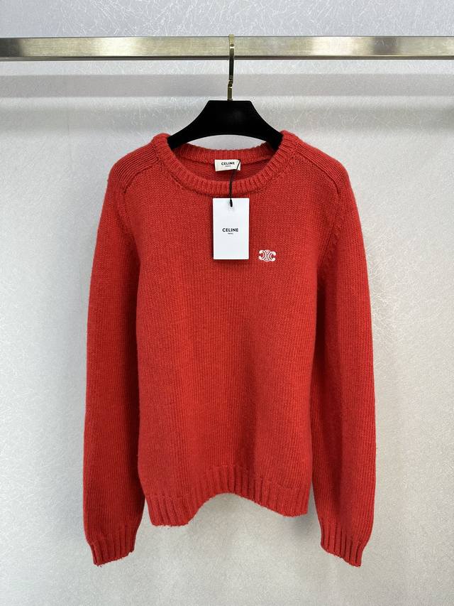 Celin*早春新款红色针织毛衣极简设计超有节日氛围 慵懒时髦范 1色3码sml