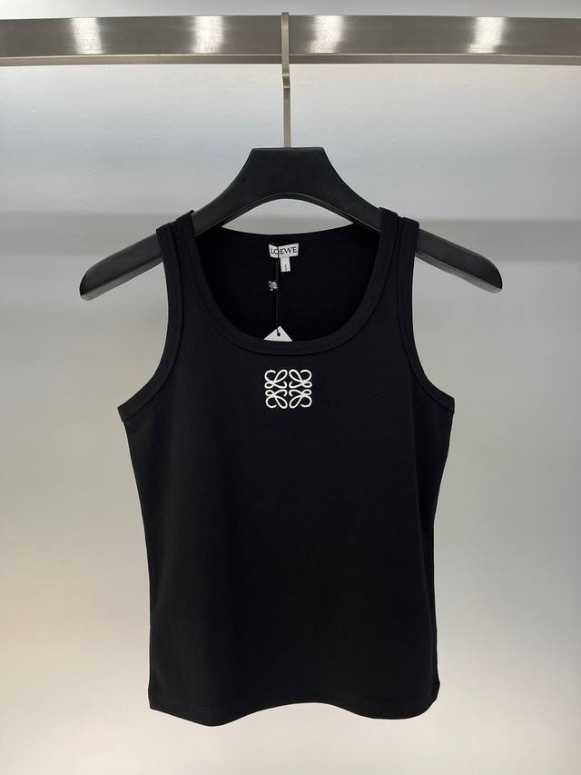 高版本高品质2024Ss Loewe新款刺绣logo 针织背心吊带上衣三标齐全 颜色 黑色 白色 码数 Sml