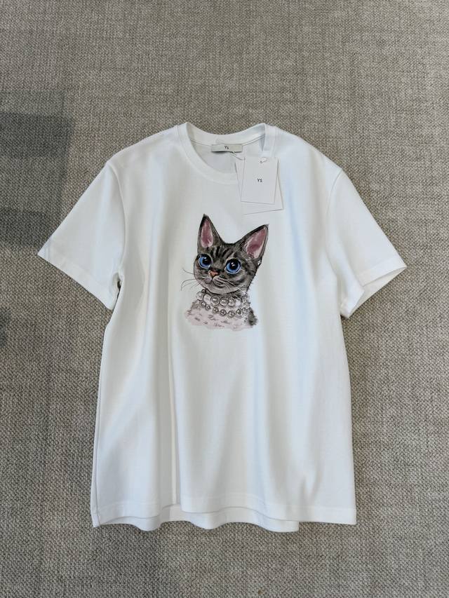 24Ss Spring Summer 高傲猫咪大t恤 100%高密全棉 软糯亲肤 廓形感却很强 Size Sml