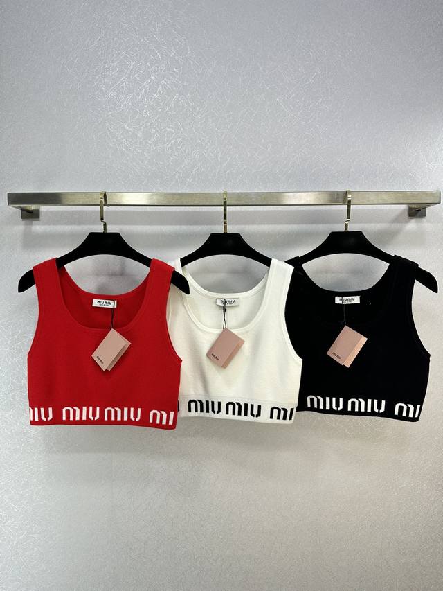 Miumi*早春新款针织背心极简设计搭配logo原素简约又高级 3色3码sml
