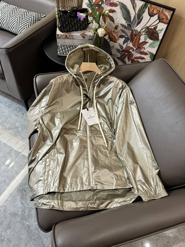 Lf24028#新款外套 Moncler 专柜对版 定制面料 金属色 防晒冲锋衣外套 金色 0-1-2 码