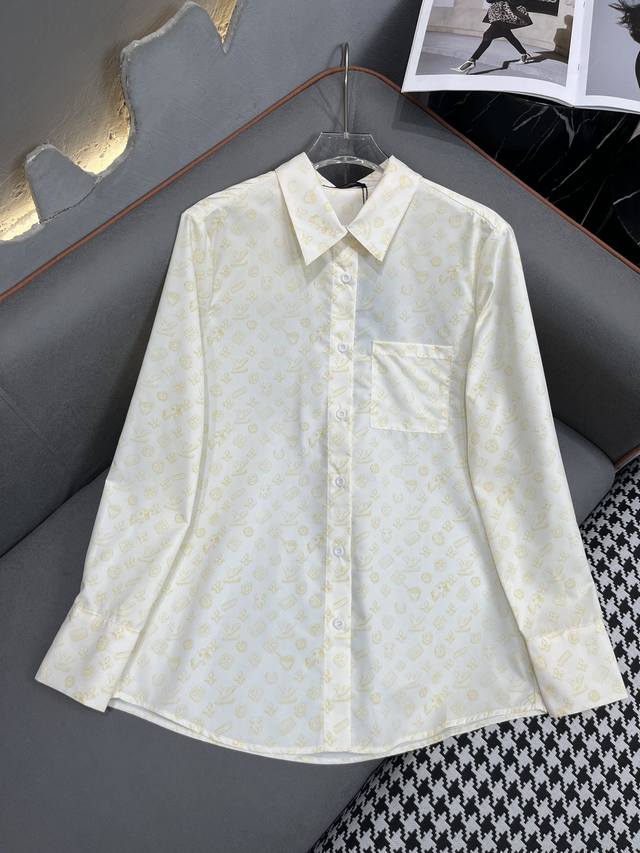 Louis Vuitto* 24Ss春夏新款长袖衬衫 图案印花面料装饰 高品质 时尚大气 两色三码sml