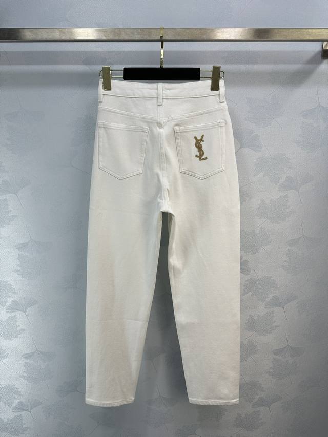 Ysl夏季新款小白裤小直筒版型，超级百搭有清凉，白色系特别温柔，又凸显优雅气质 1色5码sml。