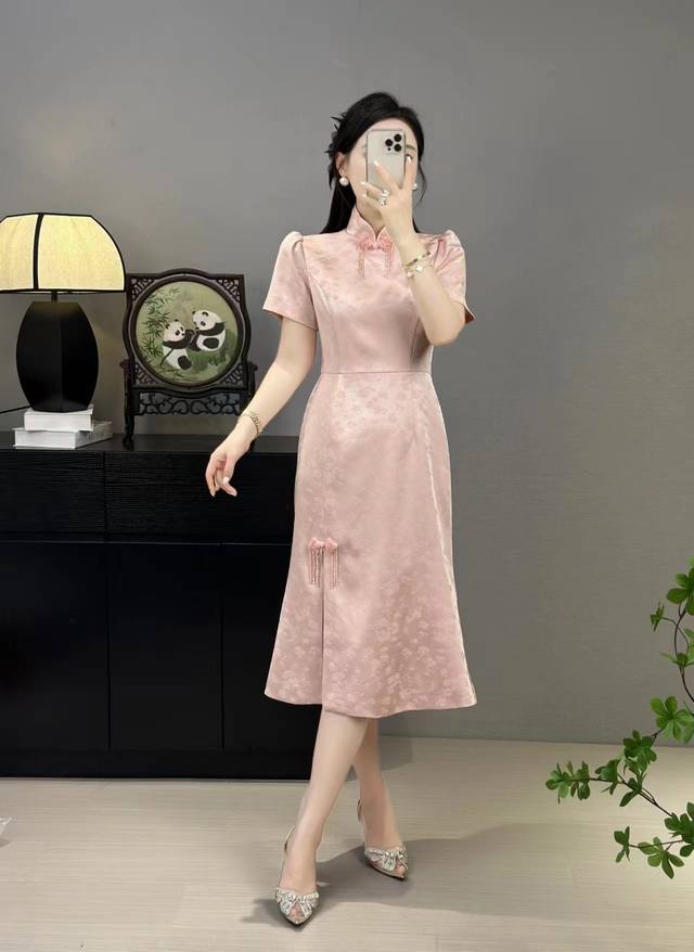 连衣裙 新中式国风专柜品女神必备上身超级减龄连衣裙p超级爆款！码数：Smlxl