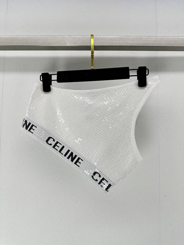 Celin*上新细节 24 春夏新款珠片背心 黑白经典配色 版型超好颜色也超级显白，内搭外穿都绝佳，辣的恰到好处 2色3码sml