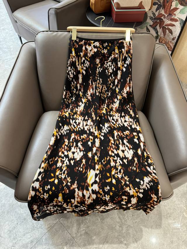 Jf020#新款半裙 100% 真丝 豹纹印花 长半裙 Smlxl