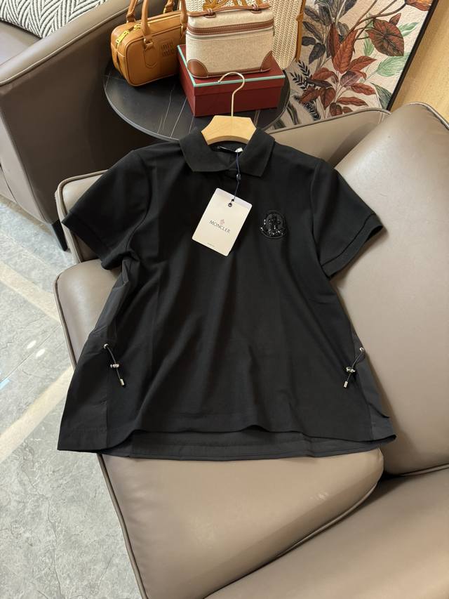 Qg24250#新款t恤 Moncler 最新款 拼接polo领短袖t恤 黑色 Sml