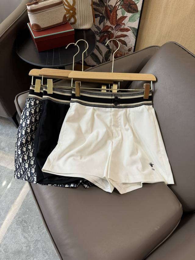 Xc0120#新款短裤 Dior 小蜜蜂刺绣 短裤 白色 黑色 Sml