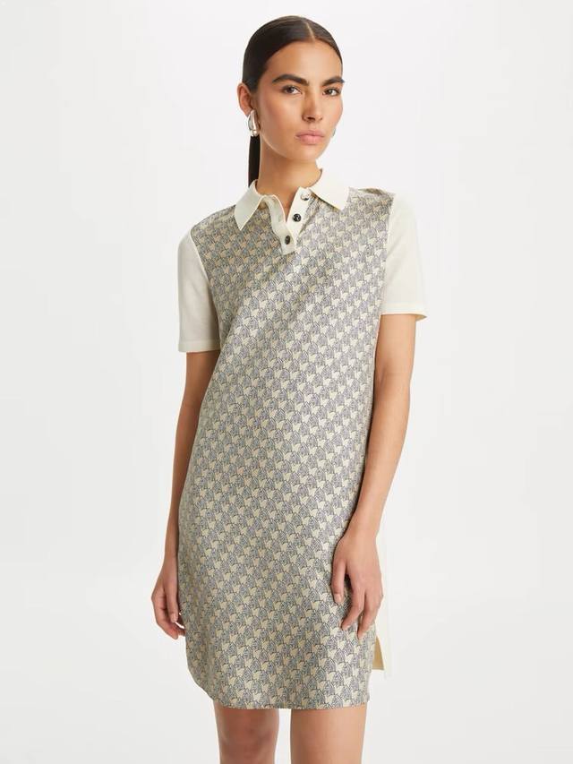 Tory Burc*24Ss夏季新款印花拼接针织短袖连衣裙 非常高级印花图案 上身非常好看！两个色sml