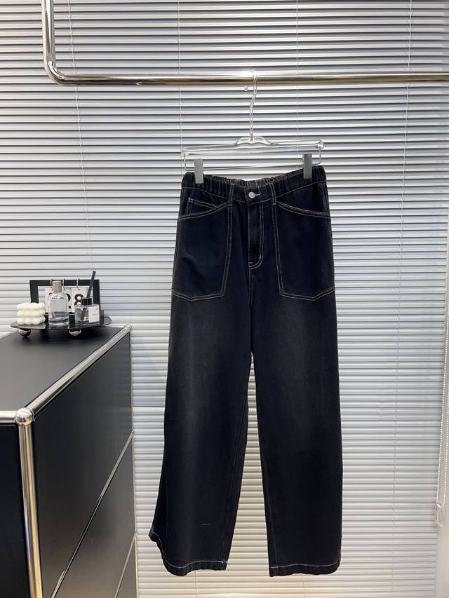 M6黑色大口袋直筒牛仔裤颜色超级正把腿部缺点完美修饰 任何搭配都可 不出错 均色 Sml