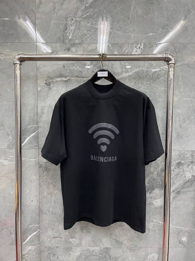 Wifi款 黑色 最高品质巴黎 新款wifi胶印圆领t恤 码数：Xs-L