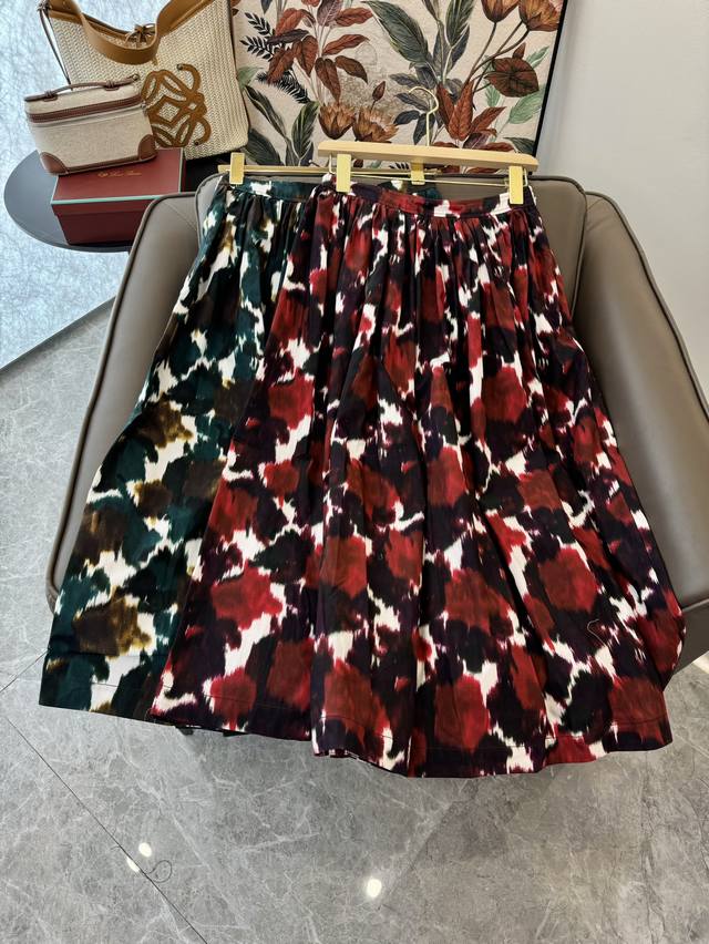 新款半裙 Max Mara 最新印花 彩色块 印花棉料 半裙 绿色 Smlxl