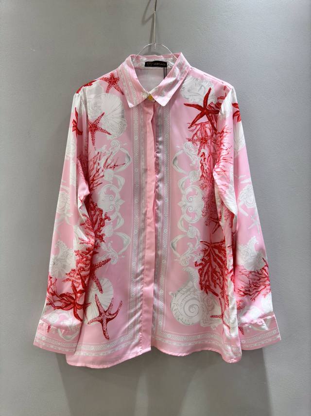 Versace 范思哲女士 2024新款粉色底海星印花长袖衬衫。Smlxl