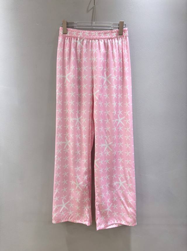 Versace 范思哲女士 2024新款粉色底海星印花粉色阔腿裤长裤。Smlxl
