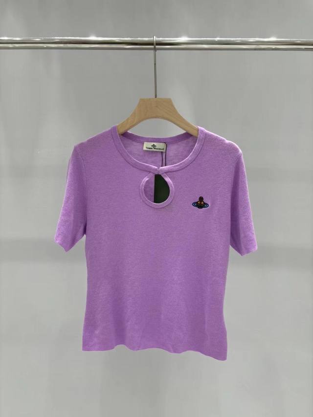 Vivienne Westwood 西太后 2024 夏季新款 刺绣logo针织短袖，高版本 颜色：紫色 黄色 码数：Sml